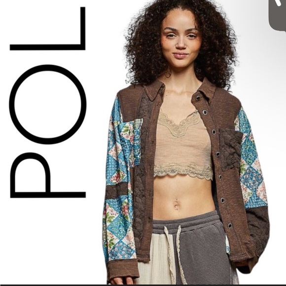 POL Tops - NWOT POL Women's Pactchwork Shacket/Shirt